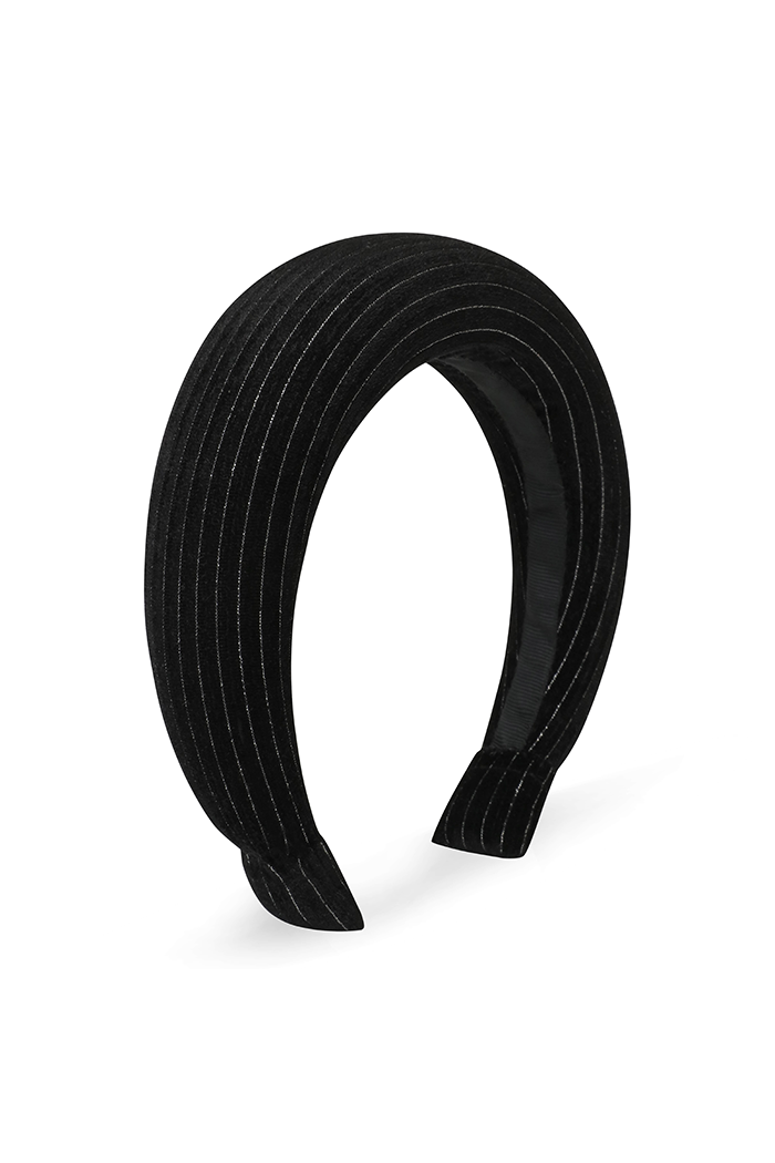 Black & Metallic Stripe Velvet Padded Headband