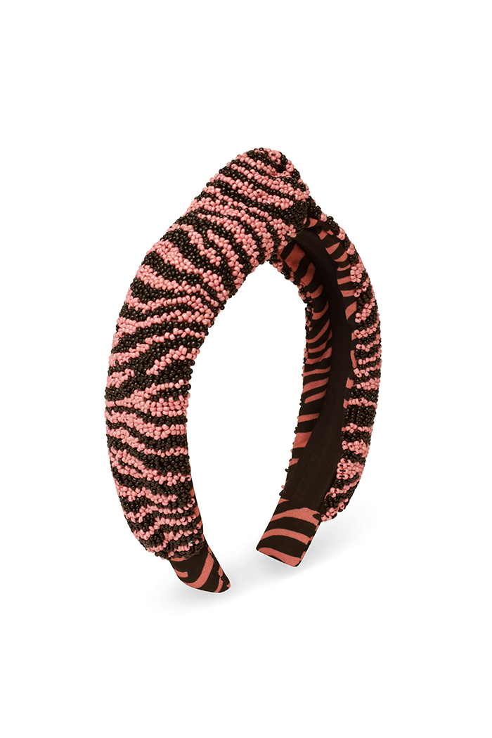 Mauve Zebra Seed Bead Headband