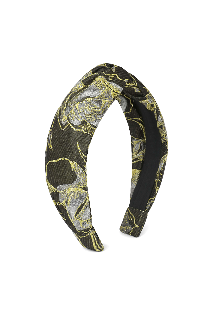 Black & Yellow Brocade Twist Headband