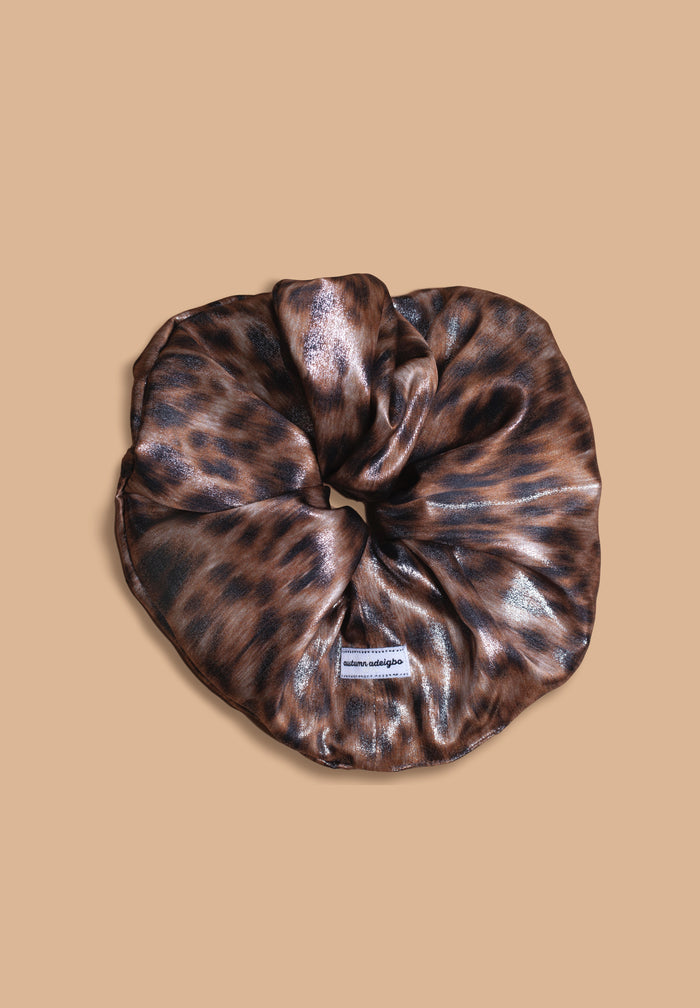 Dark Leopard Metallic Scrunchie