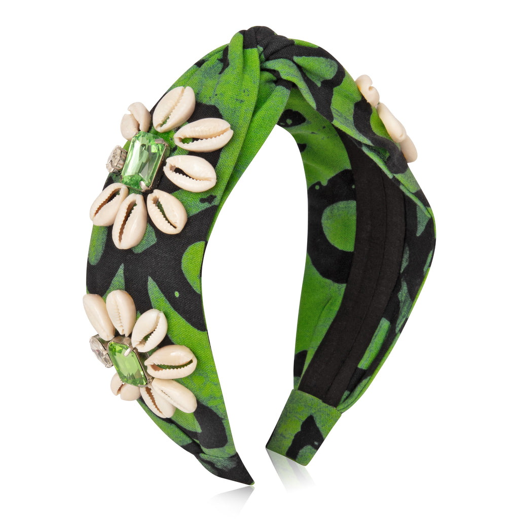 Green Cowrie Shells Headband