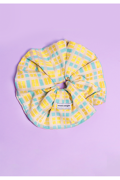 Yellow & Blue Plaid Scrunchie – Autumn Adeigbo