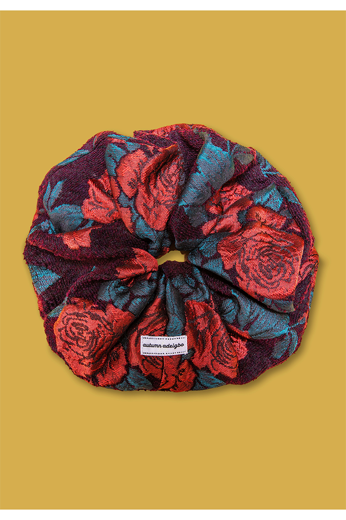 Maroon & Red Rose Scrunchie – Autumn Adeigbo